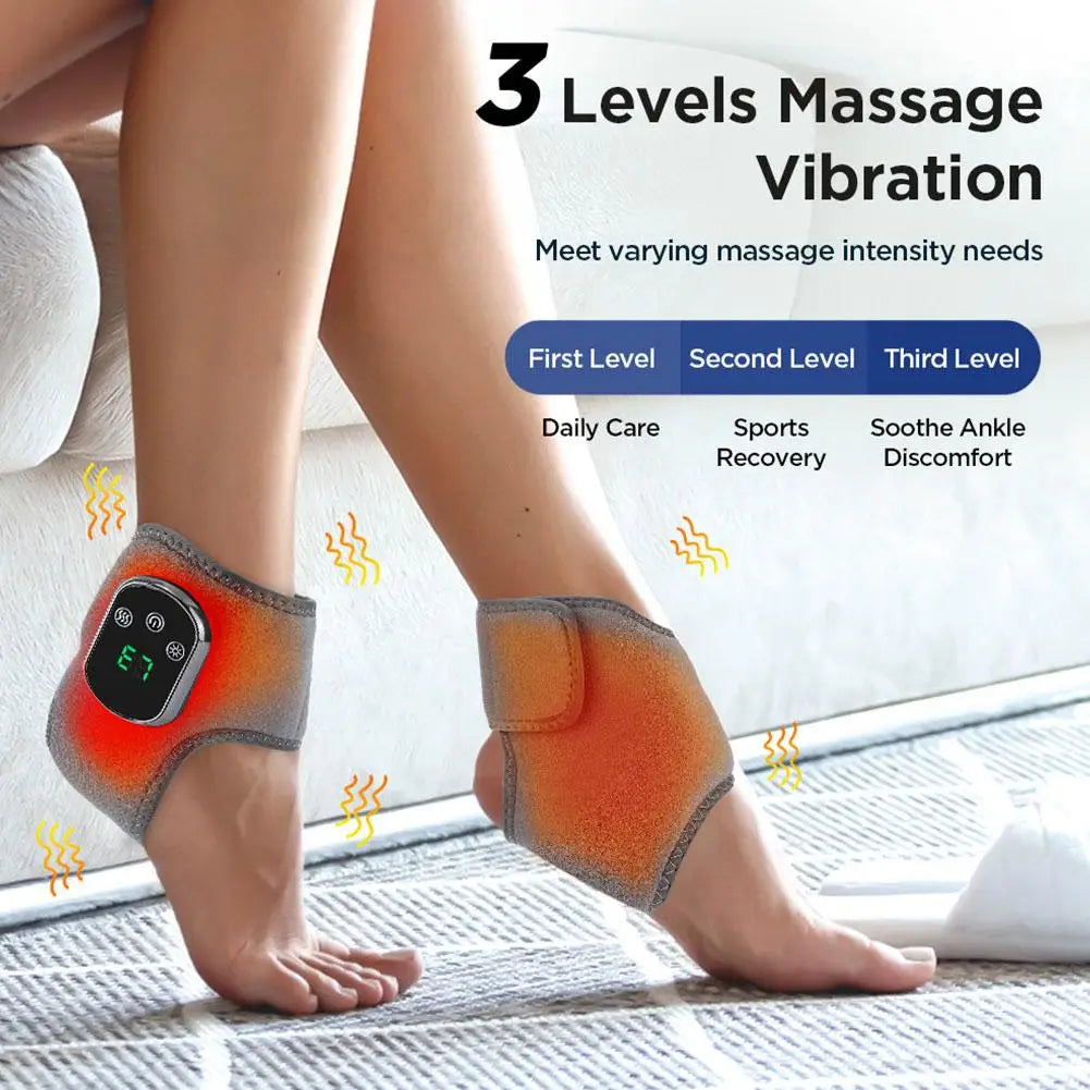Electric Ankle Wrist Massager 5-speeds Infrared Hot Compress 3 Vibration Modes Fits Left/Right Ankle Hand for Muscle Fatigue