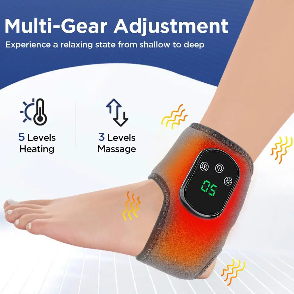 Electric Ankle Wrist Massager 5-speeds Infrared Hot Compress 3 Vibration Modes Fits Left/Right Ankle Hand for Muscle Fatigue