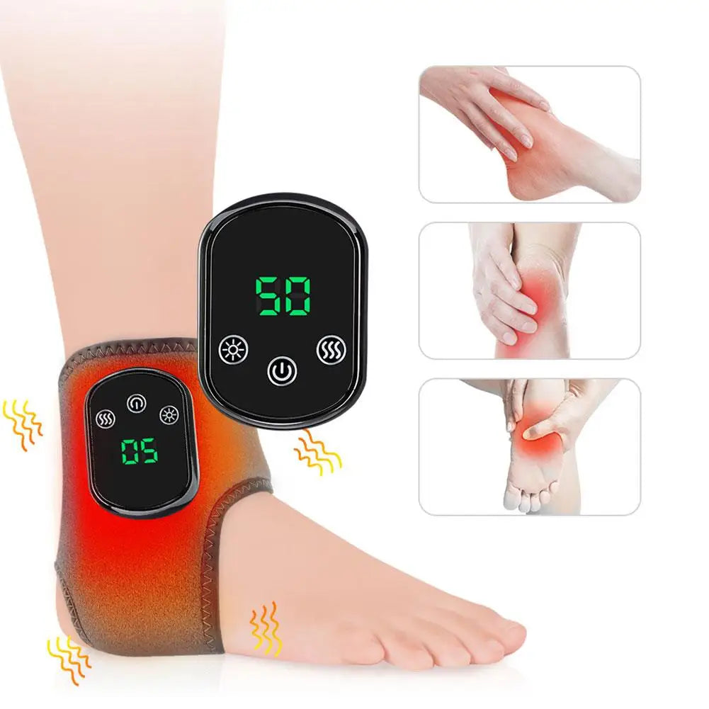 Electric Ankle Wrist Massager 5-speeds Infrared Hot Compress 3 Vibration Modes Fits Left/Right Ankle Hand for Muscle Fatigue